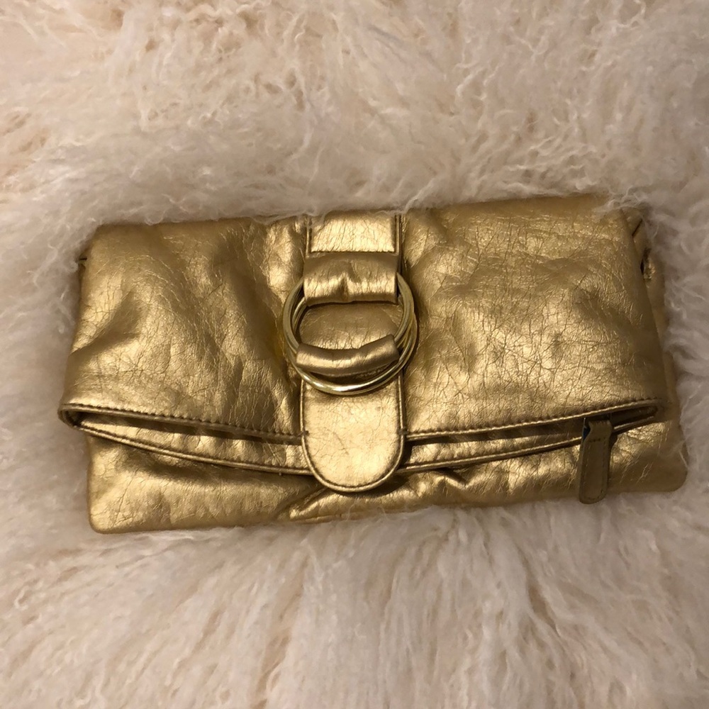 Gold Leather Clutch